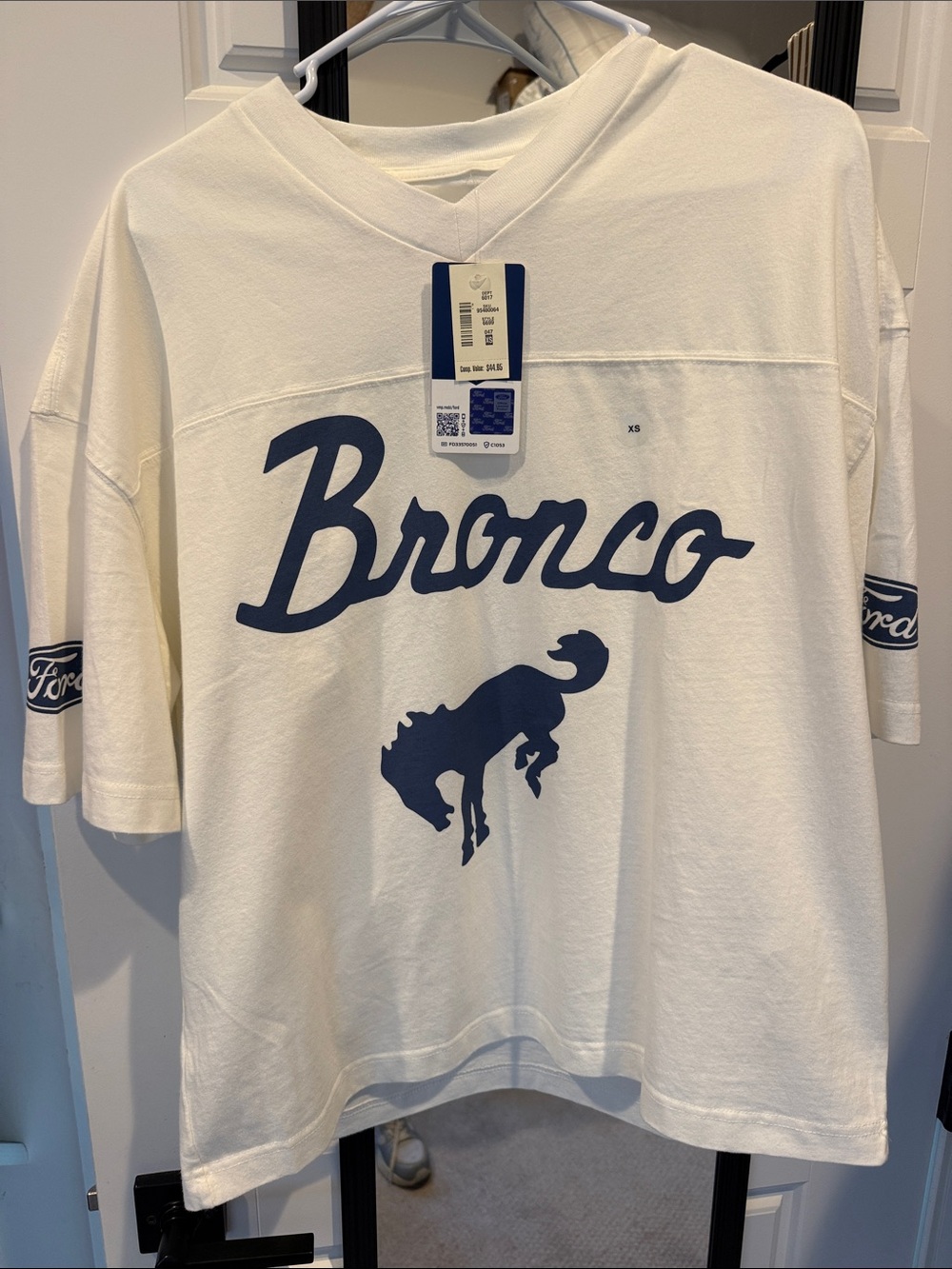 Aeropostale Bronco Graphic Tee - White with Navy Print